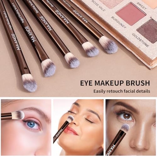 MAANGE 16PCS Makeup Brush Set Travel Makeup Brushes for Liquid Powder Contour Concealer Cream Cosmetics Blending Eyeshadow Eyeliner (Coffee) - color: Coffee