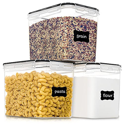 PANTRYSTAR Medium Food Storage Containers with Lids Airtight 3.6L /121.7Oz, for Flour, Sugar, Baking Supply, 3PCS BPA Free Plastic Canisters for Kitchen Pantry Organization - size: 3.6 L