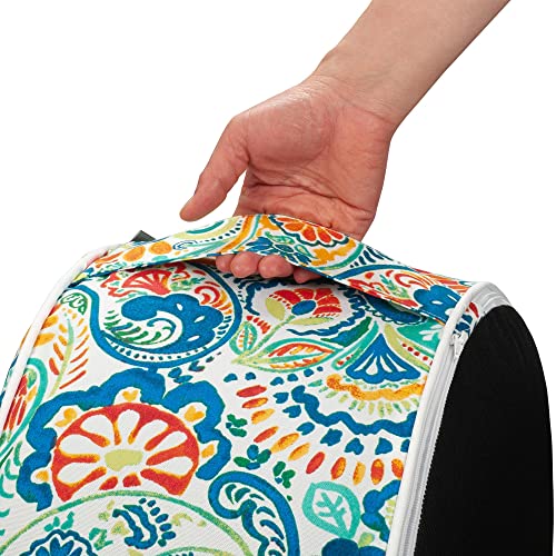 Magpie Fabrics Inflatable Stool Ottoman Pouf D20 xH9, Outdoor Round Footrest Footstool, Portable for Patio Garden Travel Camping - Paisley Multi - color: Paisley Multi