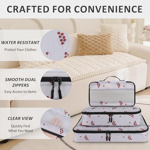 U+U 5 Set Packing Cubes for Travel Essentials Ultralight Luggage Packing Organizers with Laundry Bag and Shoe Bag for Vacation, Business Trip and Camping (Cherry Tomato) - color: Cherry Tomato