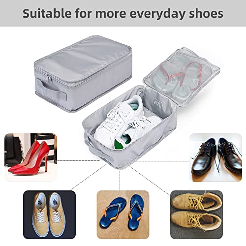 Travel Shoe Bags, Foldable Waterproof Shoe Pouches Organizer-Double Layer (6 Grey Shoe Bags) - color: Grey, size: 6 Packs