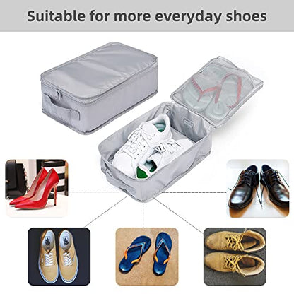 Travel Shoe Bags, Foldable Waterproof Shoe Pouches Organizer-Double Layer (6 Grey Shoe Bags) - color: Grey, size: 6 Packs
