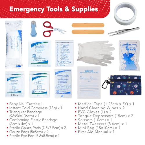 Swiss Safe First Aid Kit for Kids 246 Pieces - for Travel, Home & Car Emergency Kit, Baby & Toddler First Aid, Small Portable Kit with Mini Bag