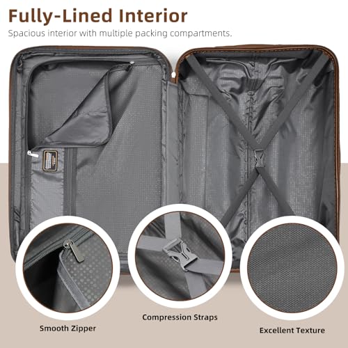 LARVENDER Luggage Sets 6 Piece Hardside Expandable Suitcase Set with Spinner Wheels TSA Lock Black, Travel Luggage Set Clearance for Men and Women, Black - color: Black Brown, size: 6 piece set
