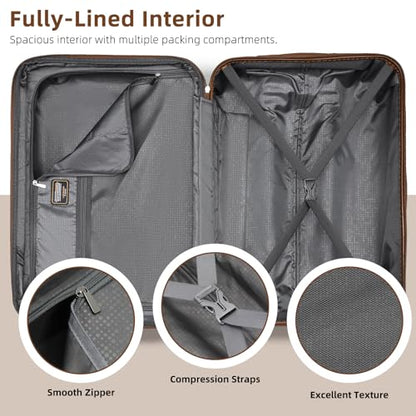 LARVENDER Luggage Sets 6 Piece Hardside Expandable Suitcase Set with Spinner Wheels TSA Lock Black, Travel Luggage Set Clearance for Men and Women, Black - color: Black Brown, size: 6 piece set