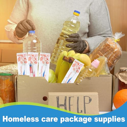FoldTier 200 Sets Disposable Toothbrushes with Toothpaste and Floss Bulk Individually Wrapped 10g Toothpaste Homeless Hygiene Kit Bulk Homeless Care Package Supply for Travel Shelter (Light Blue Pink) - size: 3 Count (Pack of 200)