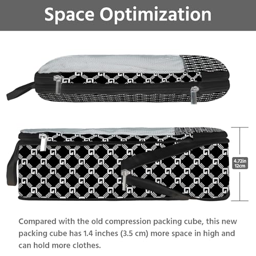 7 Pcs Compression Packing Cubes for Travel, Waterproof Suitcase Luggage Backpack Organizer with Toiletry Bag Travel Essentials for Women/Men-Plaid - color: Black-Plaid