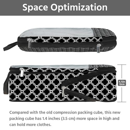 7 Pcs Compression Packing Cubes for Travel, Waterproof Suitcase Luggage Backpack Organizer with Toiletry Bag Travel Essentials for Women/Men-Plaid - color: Black-Plaid