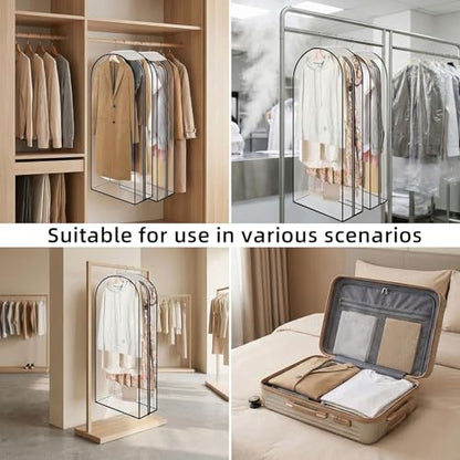 Clear Garment Bags for Hanging Clothes 3-piece set(43,50,60) inches Storage Bags With Zipper for Shirts, Suit,Jackets,Coats,sweater,Long Dresses,wedding,gowns,etc. - size: 43+50+60inch