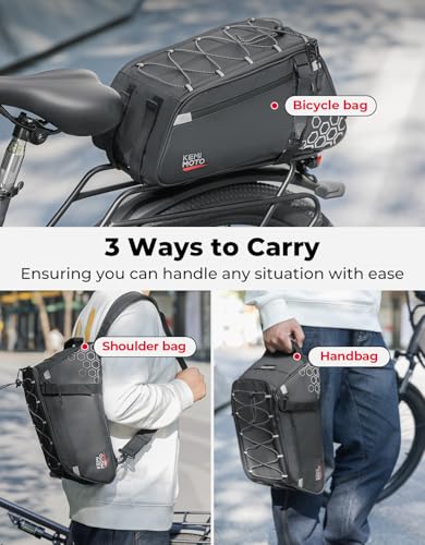 KEMIMOTO 11L Bike Bag with 6L Removable Cooler Bag, Bike Rear Rack Bag PVC Water Resistant Insulated Bag, Bicycle Trunk Pannier with Shoulder for Cycling Ebike Back Seat Storage - style: 17l