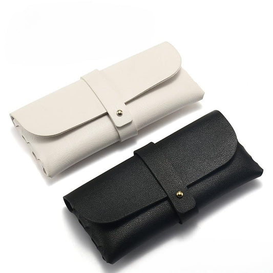 Portable Leather Glasses Case Anti-pressure Glasses Bag Coin Purse Storage Bag Suitable for Men and Women - color: Black and White Set of Two