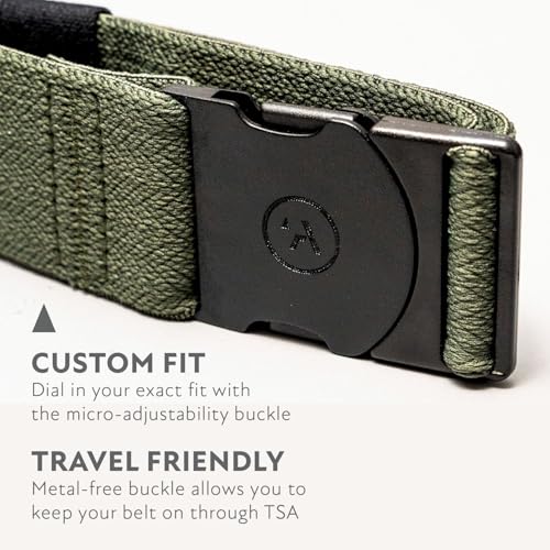 Arcade The Original Unisex Adventure Belt, Heavy Duty Elastic Webbing, Non-Metal Travel Friendly Buckle - color: Ranger - Ivy Green