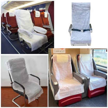 3 Pack Disposable Airplane Seat Covers with Armrest Sleeve Breathable Train Seat Cover for Oversea Flight Travel Essencials Bus Seats Rental Car Seat Long Airline Trip Theatre Public Seating