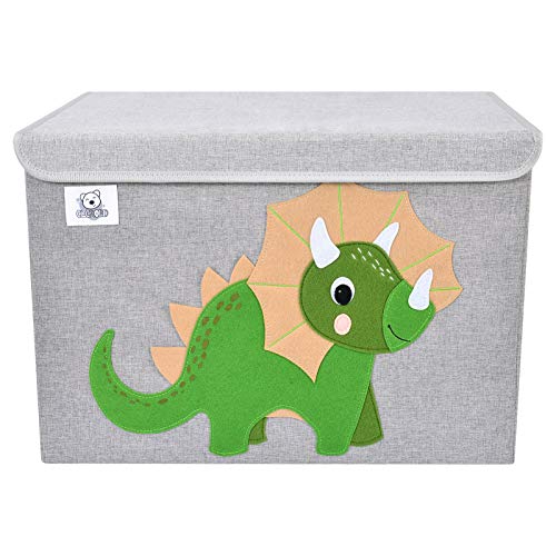Foldable Large Kids Toy Chest with Flip-Top Lid, Collapsible Fabric Animal Toy Storage Organizer/Bin/Box/Basket/Trunk for Toddler, Children and Baby Nursery (Triceratops) - color: Triceratops
