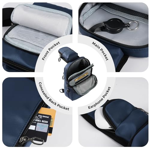 VADOO Sling Bag, Crossbody Bag with Zipper Lock, RFID Blocking & Water Resistant for Men and Women - color: Blue