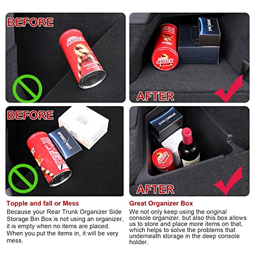 x xotic tech Black Rear Trunk Side Storage Grocery Box w/Lid Reinforced Handle Partition Board Cover Organizer Packet Holder Bin Compatible with Tesla Model 3 2017-2023 - size: Model 3