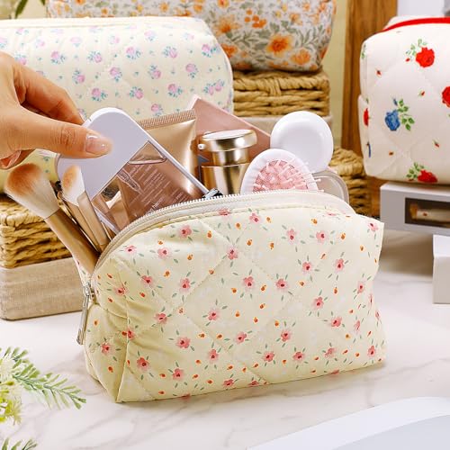 Paterr 20 Pcs Cotton Quilted Makeup Bag Bulk Cute Coquette Aesthetic Preppy Cosmetic Bag for Women Girls Bridesmaid Gifts Wedding Party Favor Christmas Travel Toiletry Pouch Trendy Stuff(Ditsy Floral) - style: Ditsy Floral