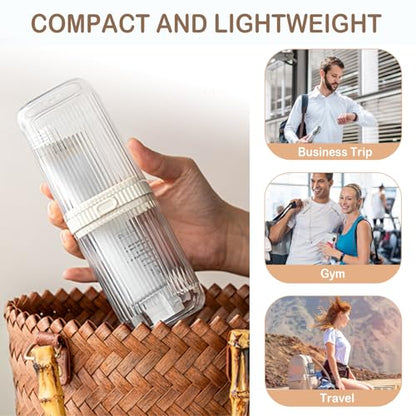 Toothbrush Travel Case, Portable Travel Toothbrush Holder, Large Tooth Brush Travel Case, Travel Toothbrush &Toothpaste Container for Trip, Gym, Hiking, Camping and Bathroom (Clear Grey)