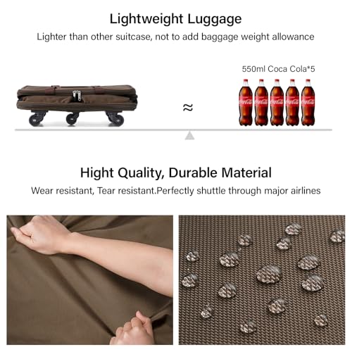 Hanke Expandable Collapsible Luggage with Wheels Suitcase, Rolling Travel Bag, Duffel Garment Tote Bag for Men Women, Lightweight Suitcase, Large Capacity Luggage with Spinner Wheel (Coffee) - color: Coffee Upgrade Version 2