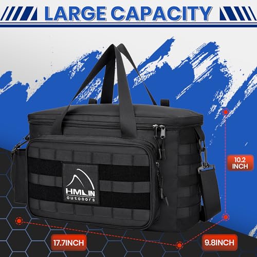 HMLIN Patrol Bag Law Enforcement,Police Gear Bag for Car Front Seat,Water Resistant Police Officer Duty bag,with MOLLE System and Cup Holders (Black)