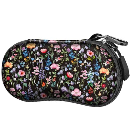 FINTIE Sunglasses Case, Hard EVA Shell Shockproof Sport Glasses Case with Metal Carabiner Travel Zipper Eyeglasses Holder - color: Z-black Floral