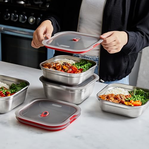 BLACK + BLUM Lunch Box - Meal Prep Containers Reusable for Picnic & Camping - Microwavable Stainless Steel Lunch Dinner Food Storage Box with Leak Proof Lid - Dishwasher Oven Safe - Large Square 37oz - size: Large Square Box (1.4L)