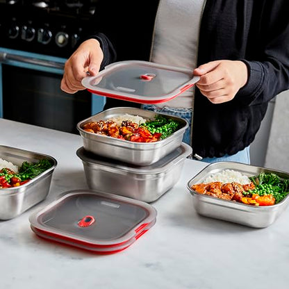 BLACK + BLUM Lunch Box - Meal Prep Containers Reusable for Picnic & Camping - Microwavable Stainless Steel Lunch Dinner Food Storage Box with Leak Proof Lid - Dishwasher Oven Safe - Large Square 37oz - size: Large Square Box (1.4L)