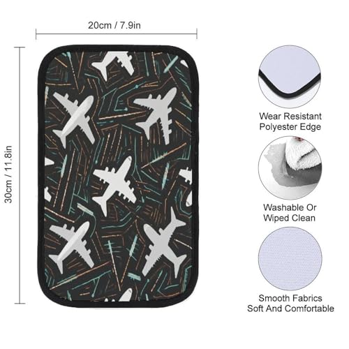 Airplane Flight Lines Car Center Console Decor Handrail Armrest Box Cushion Interior Covers Car Protector Pad Lid Cover Accessories Universal Fit for Auto Truck Vehicles