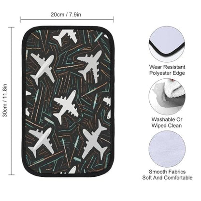 Airplane Flight Lines Car Center Console Decor Handrail Armrest Box Cushion Interior Covers Car Protector Pad Lid Cover Accessories Universal Fit for Auto Truck Vehicles