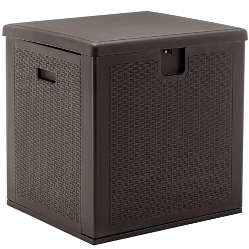 BTEXPERT 80 Gallon Large Deck Box Outdoor Storage Container for Patio Furniture Garden Tools Cushions Pool Supplies Sports Equipment Waterproof Lockable Steel Metal insert rod UV Resistant Resin