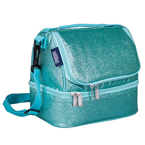 Wildkin Kids Two Compartment Insulated Lunch Bag – Keeps Food Hot or Cold, Easy-Clean Lining, Leak-Resistant & BPA-Free – Boys & Girls, Ideal for School, Travel & Daycare – Blue Glitter - color: Blue Glitter