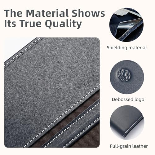 Genuine Leather RFID Blocking Long Passport Holder Passport Cover (Dark Blue) - color: Dark Blue
