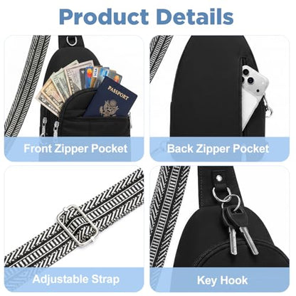 Anti Theft Sling Bag for Men & Women, Lightweight Puffer RFID Crossbody Bag for Travel, Commuting & City Walking, Hands-Free Everyday Essentials Bag Black - color: Black