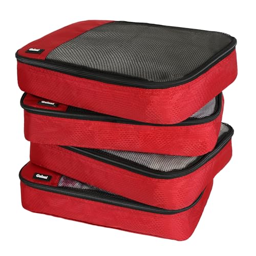 Packing Cubes for Travel Essentials,4 Set Packing Cubes for Suitcases,Lightweight Mesh Luggage Organizer Bag,Red - color: Red