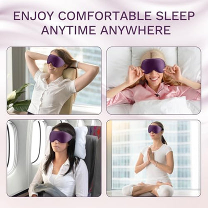 FlyCoco 99% Fully Block Out Light Eye Sleep Mask, 3D Deep Contoured Eyes Cover Zero Pressure, Long Lash Extension Eyes Mask with Adjustable Straps for Sleeping Travel Home Nap Rest Women Men (Purple) - color: Purple