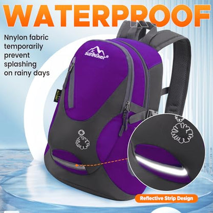 sunhiker Small Hiking Backpack Women Men 20L Lightweight Travel Backpack Daypack Casual Backpack For Cycling Outdoor Camping - color: Purple