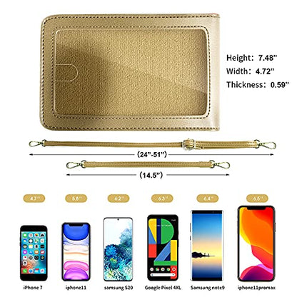 Crossbody Cellphone Purse Women Touch Screen Bag RFID Blocking Wallet Handbag Shoulder Strap - color: Gold-small, size: Small