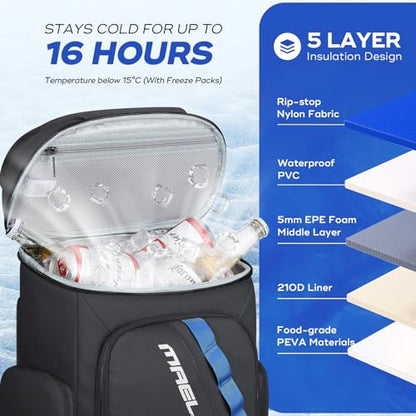 Maelstrom Backpack Cooler,36 Can Cooler Backpack,Soft Cooler Bag Insulated Leakproof,Lightweight Ice Chest Backpack,Travel Cooler Lunch Backpack for Camping,Hiking,Beach - color: Black