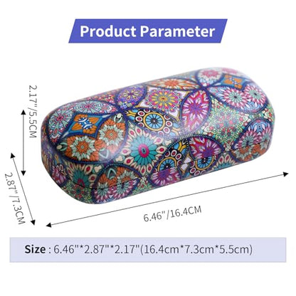 PERFECTSIGHT Sunglasses Case, Large Hard Shell Glasses Case, Cute PU Leather Protective Eyeglasses Case for Women Men - color: Multicolor Totem