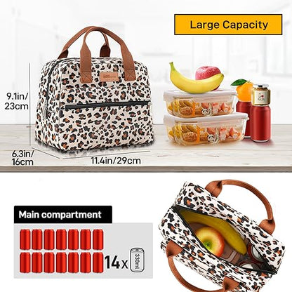 HOMESPON Insulated Lunch Bag for Women Men Lunch Box Cooler Lunch Tote for Work Picnic (Leopard Print) - color: Leopard Print