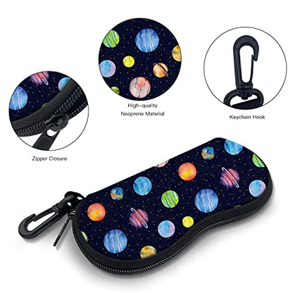 Sunglasses Soft Case with Carabiner Ultra Light Neoprene Zipper Glasses Case - color: Planet