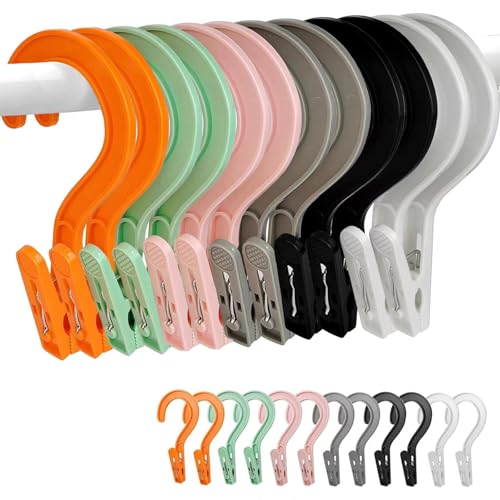 24pcs Laundry Hooks Clip Plastic Clothes Hangers Pins Super Strong Hanger Clips for Bathroom Travel Portable,Multicolor - color: Multicolor 24pcs