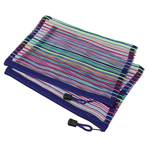 MECCANIXITY Mesh Zipper Pouches, A5 Colorful Pencil Case Document File Bags Storage Organizer for Office Supply Travel Accessory, Blue Pack of 6 - color: Blue