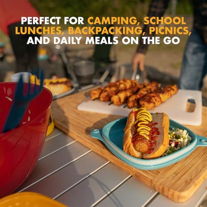 UCO 4-Piece Camping Mess Kit with Bowl, Plate and 3-in-1 Spork Utensil Set - color: Blue
