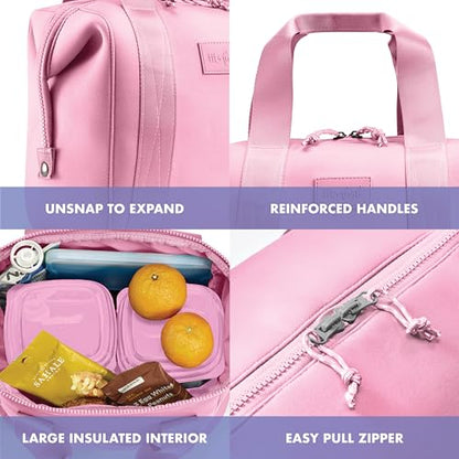 Fit & Fresh Remi Lunch Bag for Women Work – Neoprene Lunch Tote with Containers & Ice Pack, Reusable Meal Prep Lunch Box, Large Capacity, Machine Washable, Pink - color: Pink