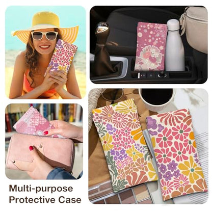 Eyeglasses Sunglasses Case PU Soft Squeeze Top Glasses Pouch for Women Men,Floral Pattern Portable Anti Scratch - color: Pink