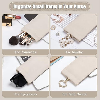 Sightor Sunglass Case, 2 Pcs Soft Eyeglass Cases for Women Portable Squeeze Top Leather Glasses Pouch - color: Black, Beige