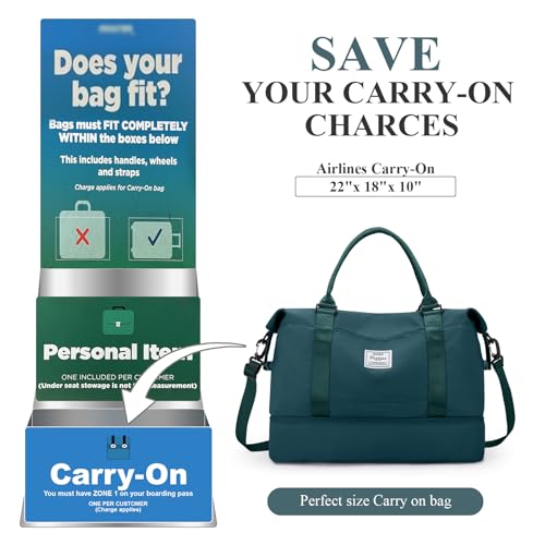 Travel Duffel Bag with Shoes Compartment, Overnight Weekender Bags for Women,Carry on Personal Item Bag，Extra Large - color: A-Peacock Blue, size: Extra Large