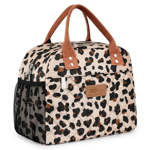 HOMESPON Insulated Lunch Bag for Women Men Adults Lunch Tote with Front Pocket Lunch Box Container Cooler Bag for Work Picnic (Leopard Print) - color: Leopard Print