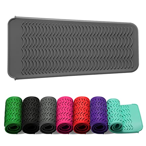 ZAXOP Heat Resistant Silicone Mat Pouch for Curling Irons & Flat Irons, 2-in-1 Travel Case & Cooling Pad for Hot Tools, Anti-Slip Countertop Protector, Pack Instantly Without Waiting to Cool(Grey) - color: Grey, size: 1 PACK